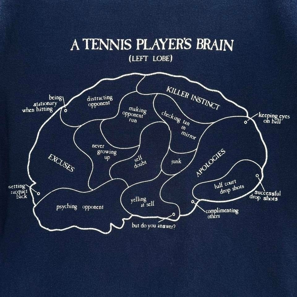 Vintage A Tennis Player’s Brain Parody Shirt Size Large