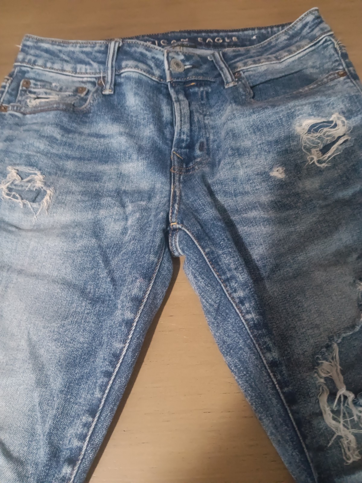 American Eagle AirFlex Jeans Mens 30×32 Distressed Ripped Blue Denim Stretch