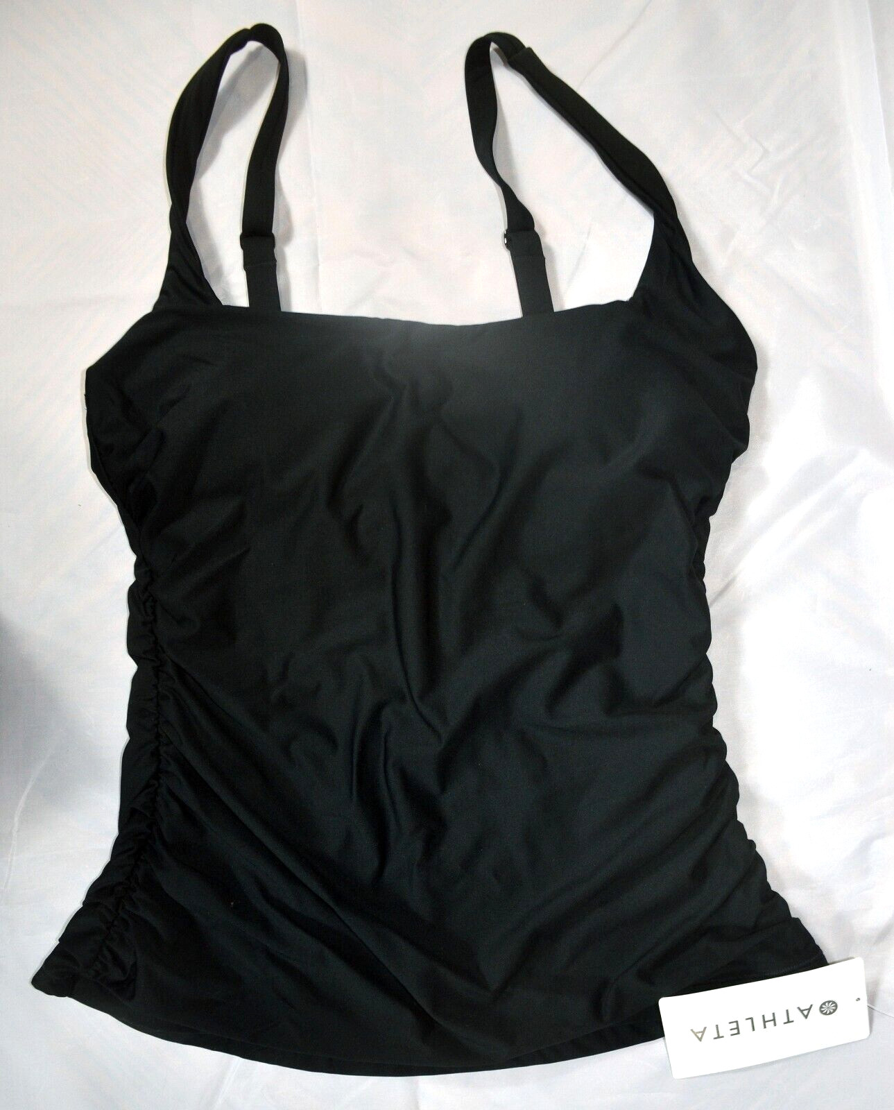 NWT $74 Athleta Sz 38D/DD 38 D/DD Black Square Neck Bra Cup Tankini Top #531213