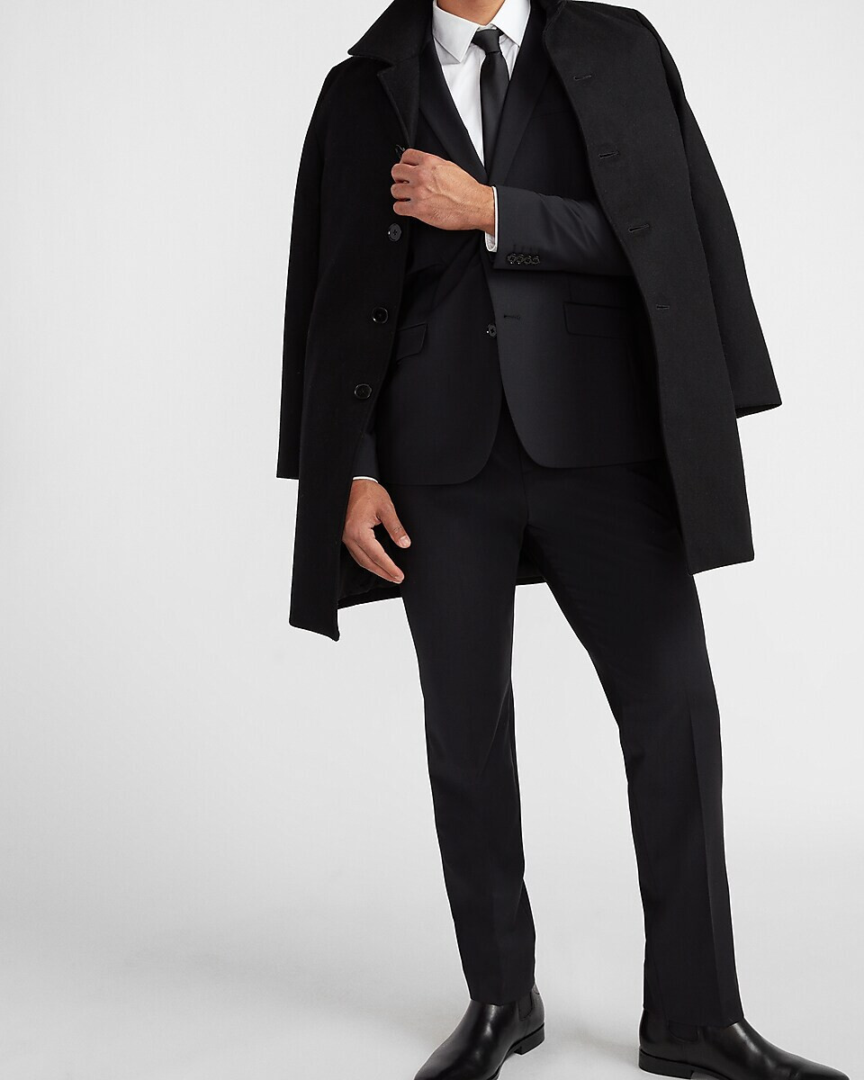 NEW EXPRESS $128 BLACK CLASSIC WOOL BLEND MODERN TECH SUIT PANT SZ 30/32