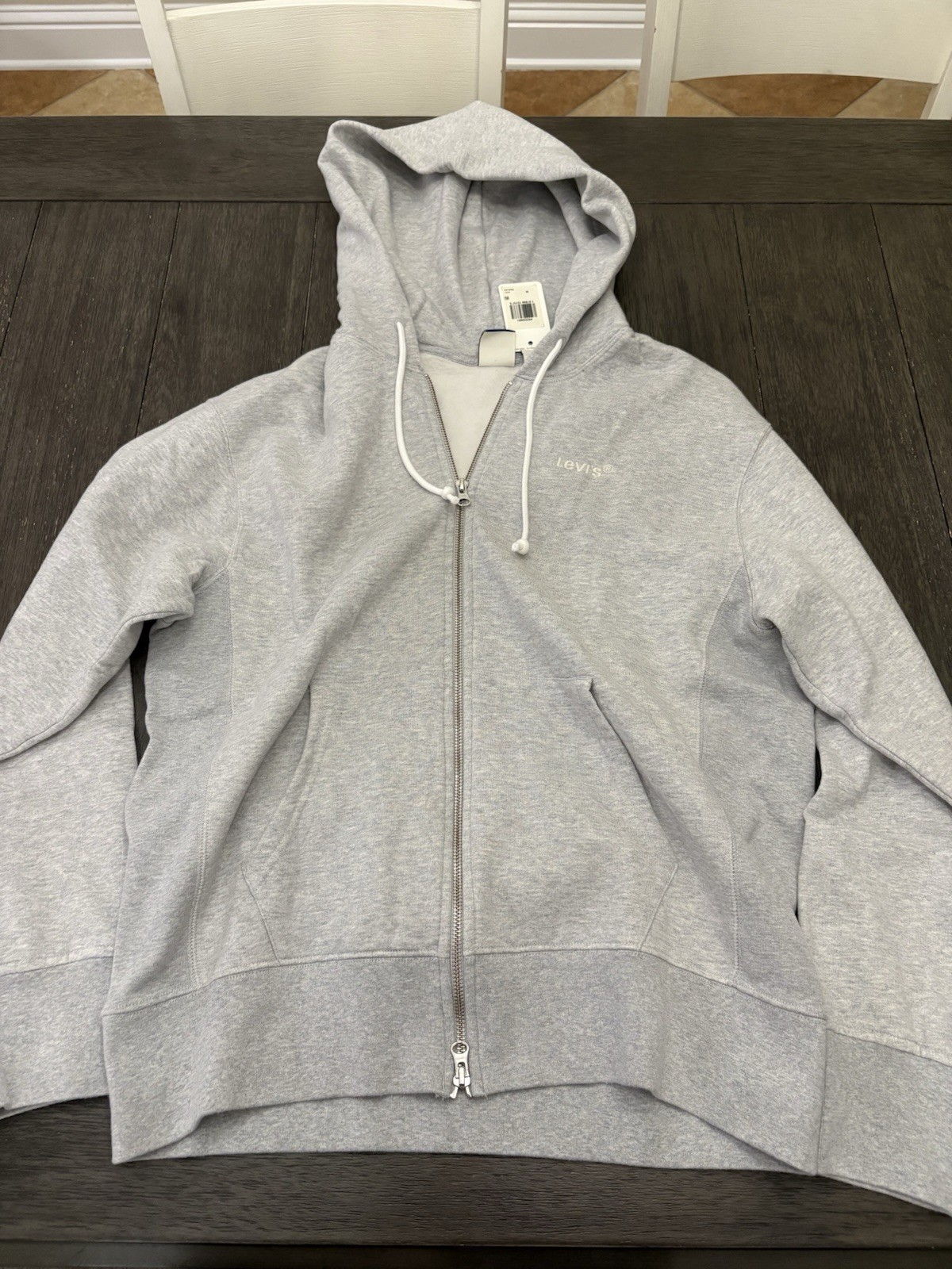 Levi’s Red Tab Gray Fleece Full Zip Hoodie Hooded Pockets Men’s M Relaxed Fit