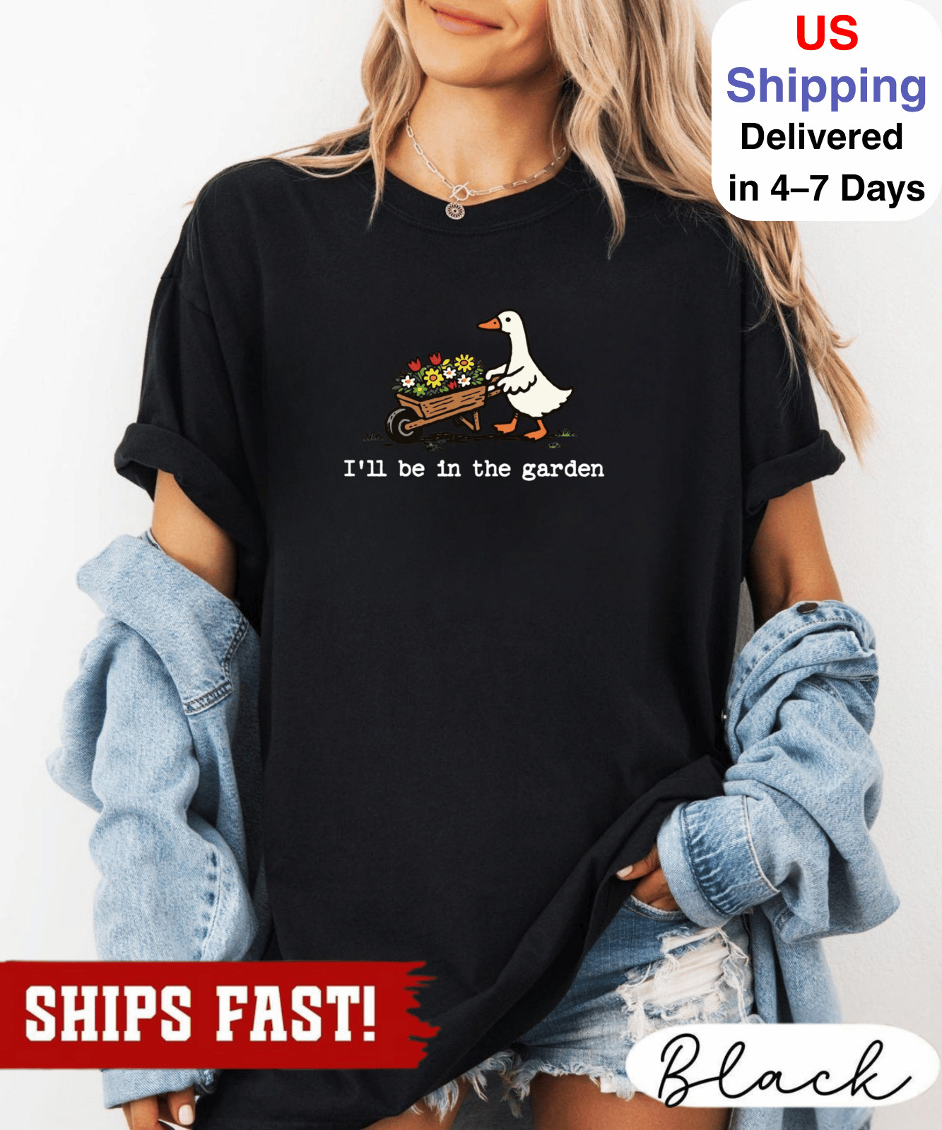 Silly Goose Garden Shirt, Minimalist, Oversize, Womens T-shirt
