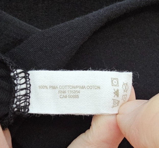 Skin 100% Pima Cotton Long Sleeve Tee Black Tissue Thin Lightweight Womens 2