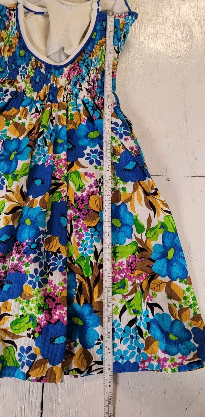 VINTAGE 60s SWIM DRESS DEWEESE DESIGN SWIM & SUN FASHIONS MOD FLORAL BEACH XS