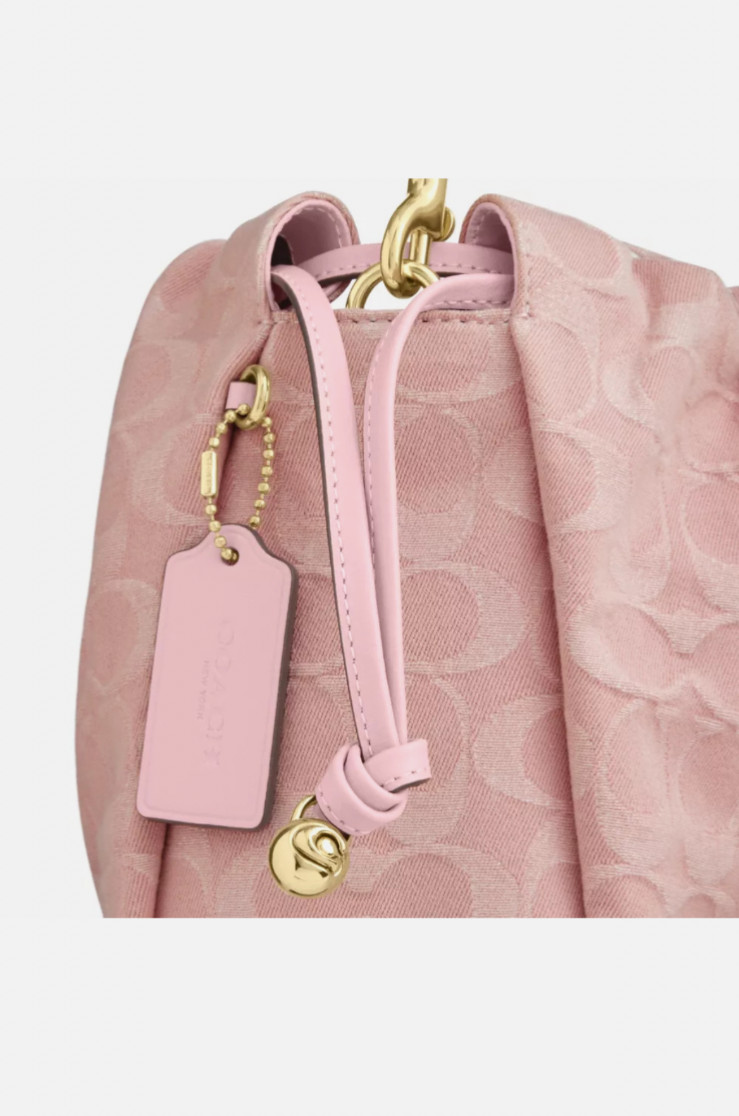 COACH Faye Drawstring Bag Signature Denim Light Pink CFD03 IMNH1