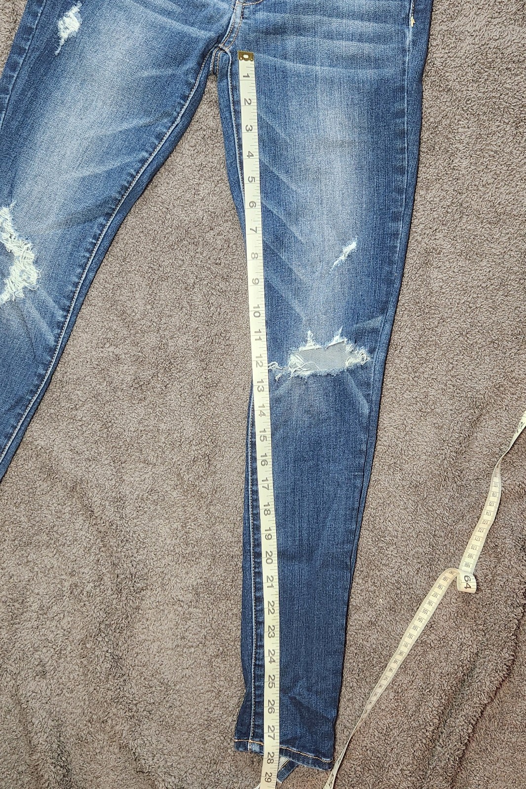 Dark Wash Destroy American Eagle Outfitters Low Rise Jeggings Skinny Jeans 2 Y2K