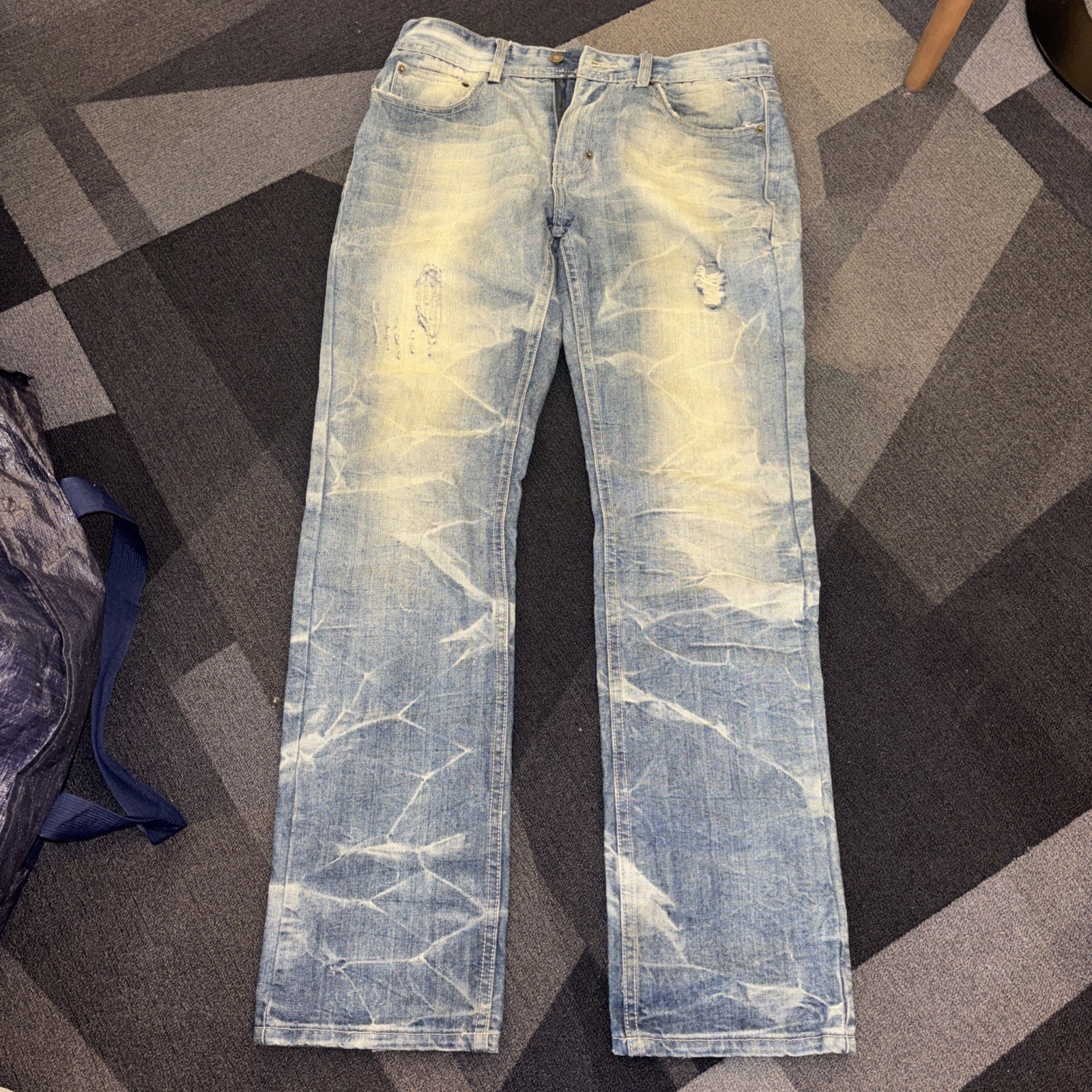 USA Rugby Ralph Lauren Jeans Mens 32×31 Denim Straight Leg Zipper Fly Distressed