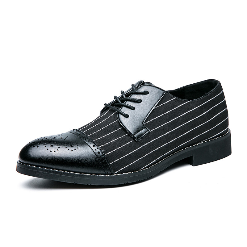 Mens Brogues Striped Pointy Toe Lace Up Oxfords British Formal Party Dress Shoes