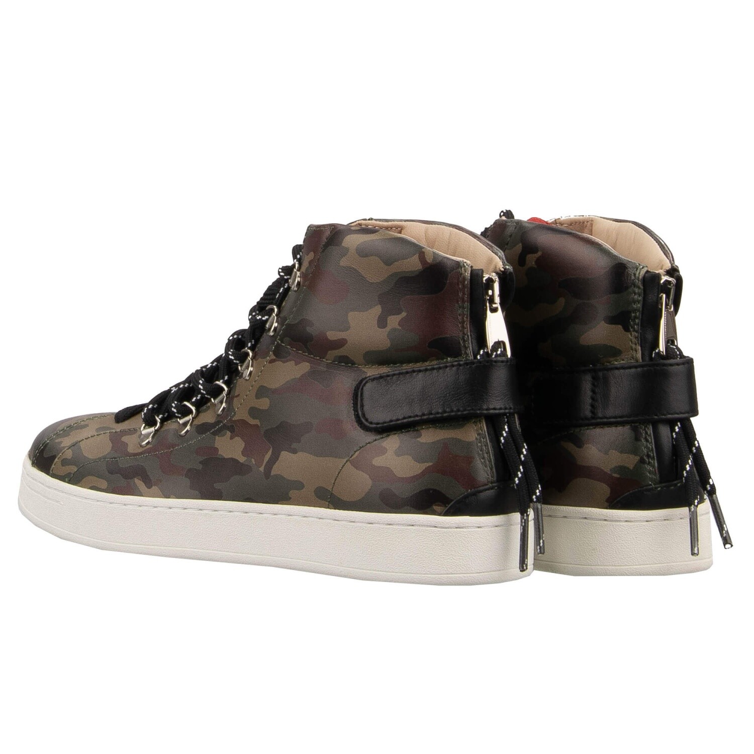 Dolce & Gabbana DG Logo Camouflage High Top Leather Sneakers Shoes Green