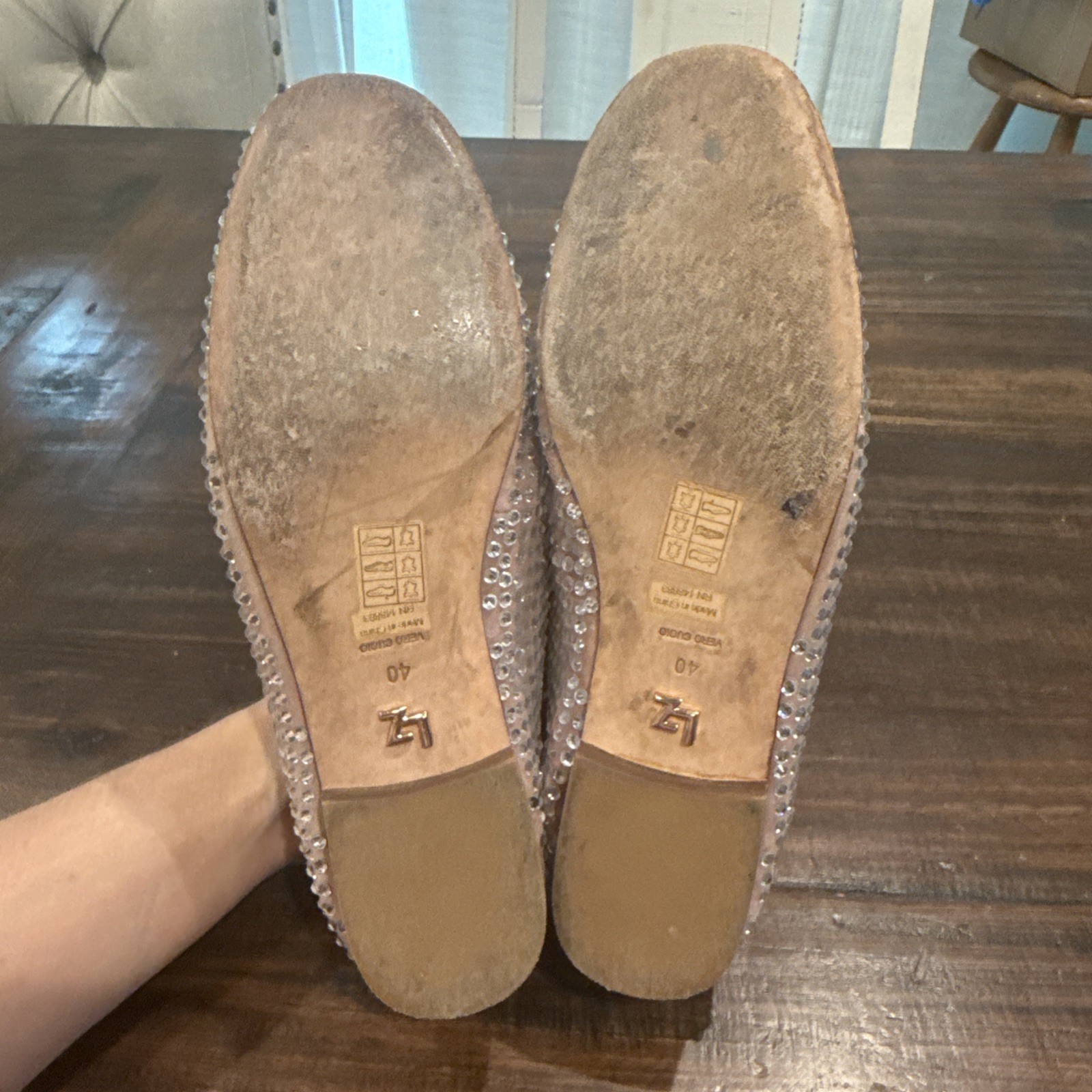 Lola Cruz Pink Rhinestone Loafers Size 40
