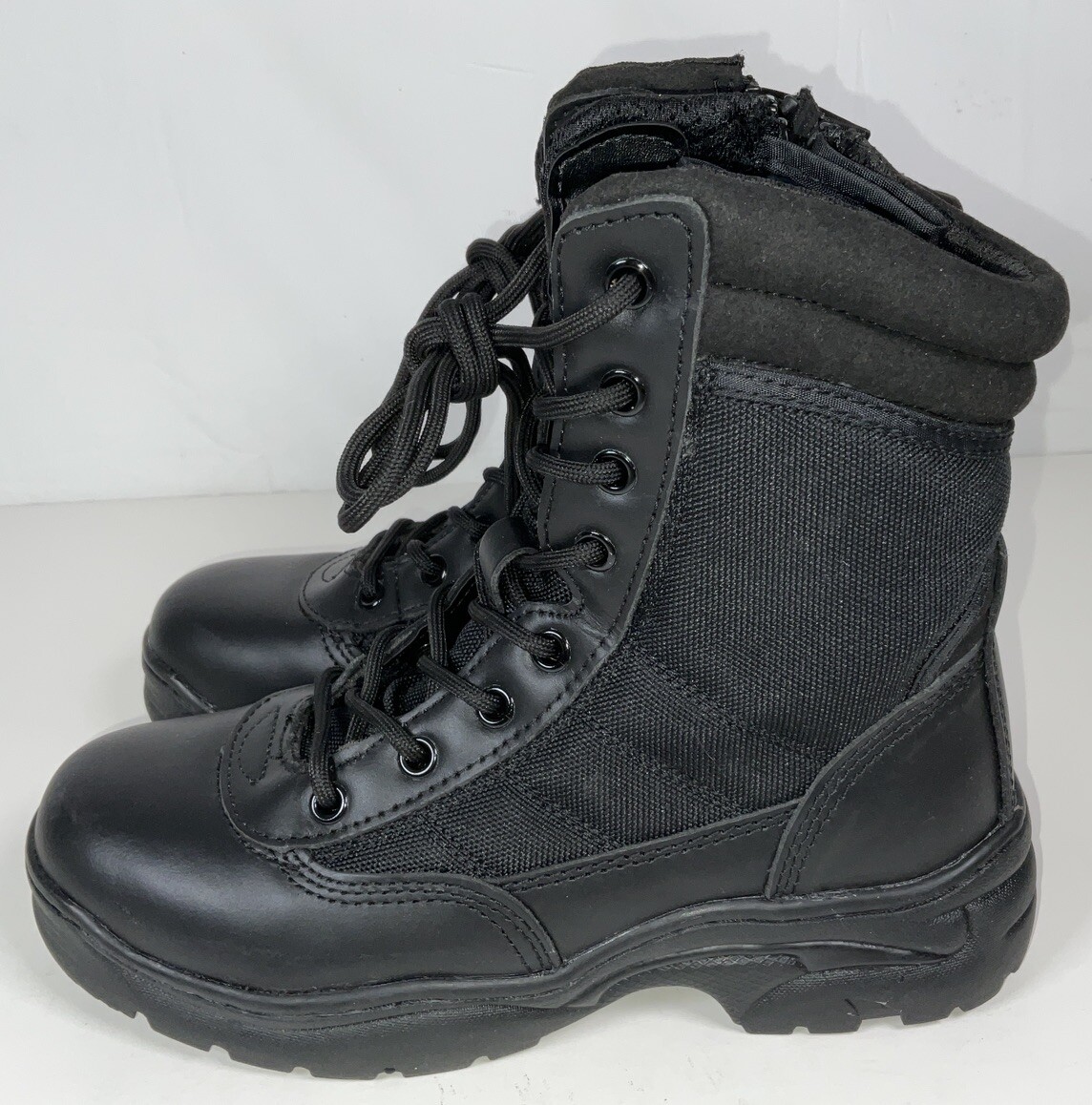 NIB Men’s Nortiv8 Trooper Tactical Work Boots w/ Toe Cap & Side Zip Black 6.5