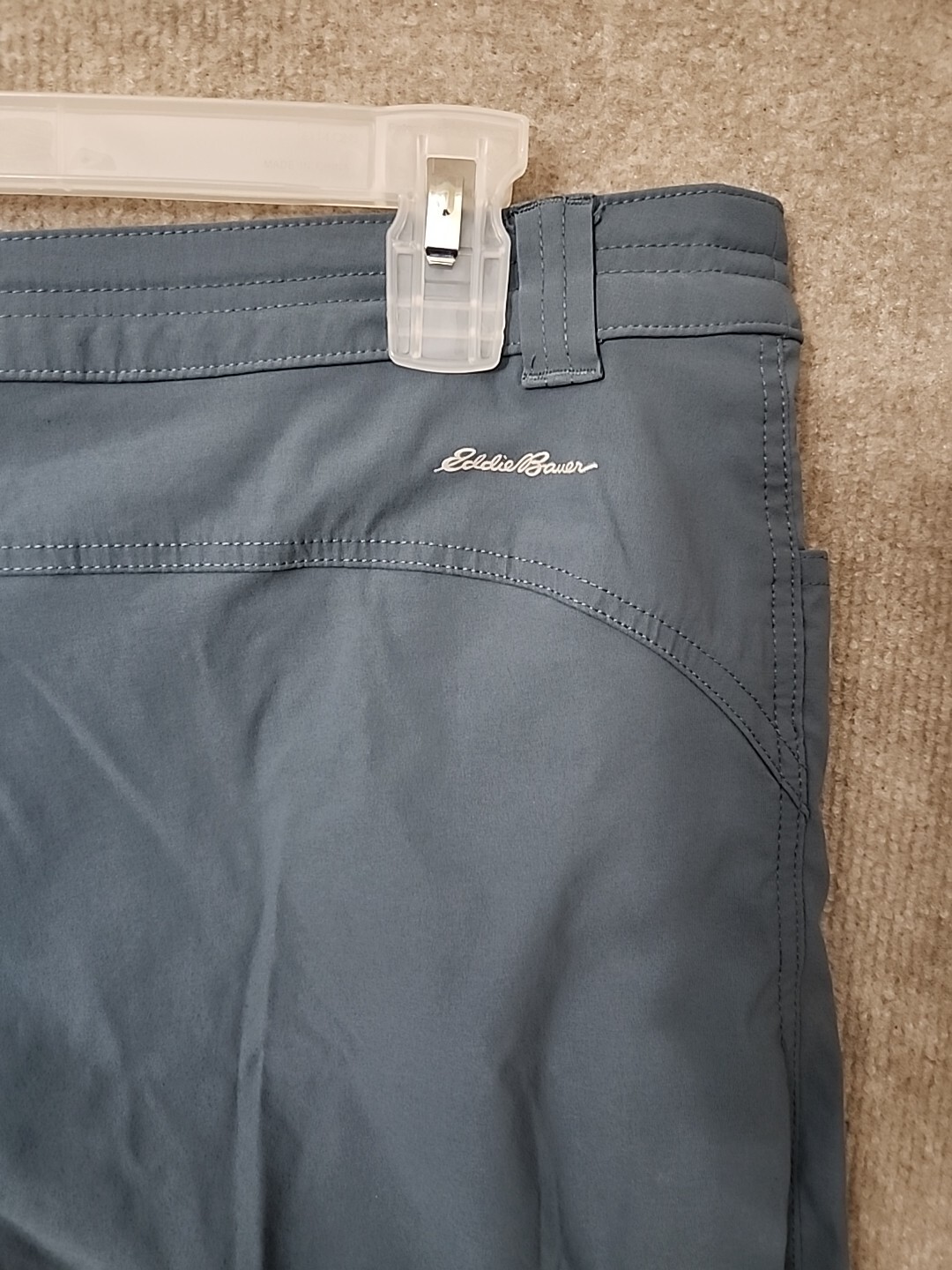 Eddie Bauer Tech Capri Pants Womens 16 Blue Nylon Stretch Hiking UPF 50+