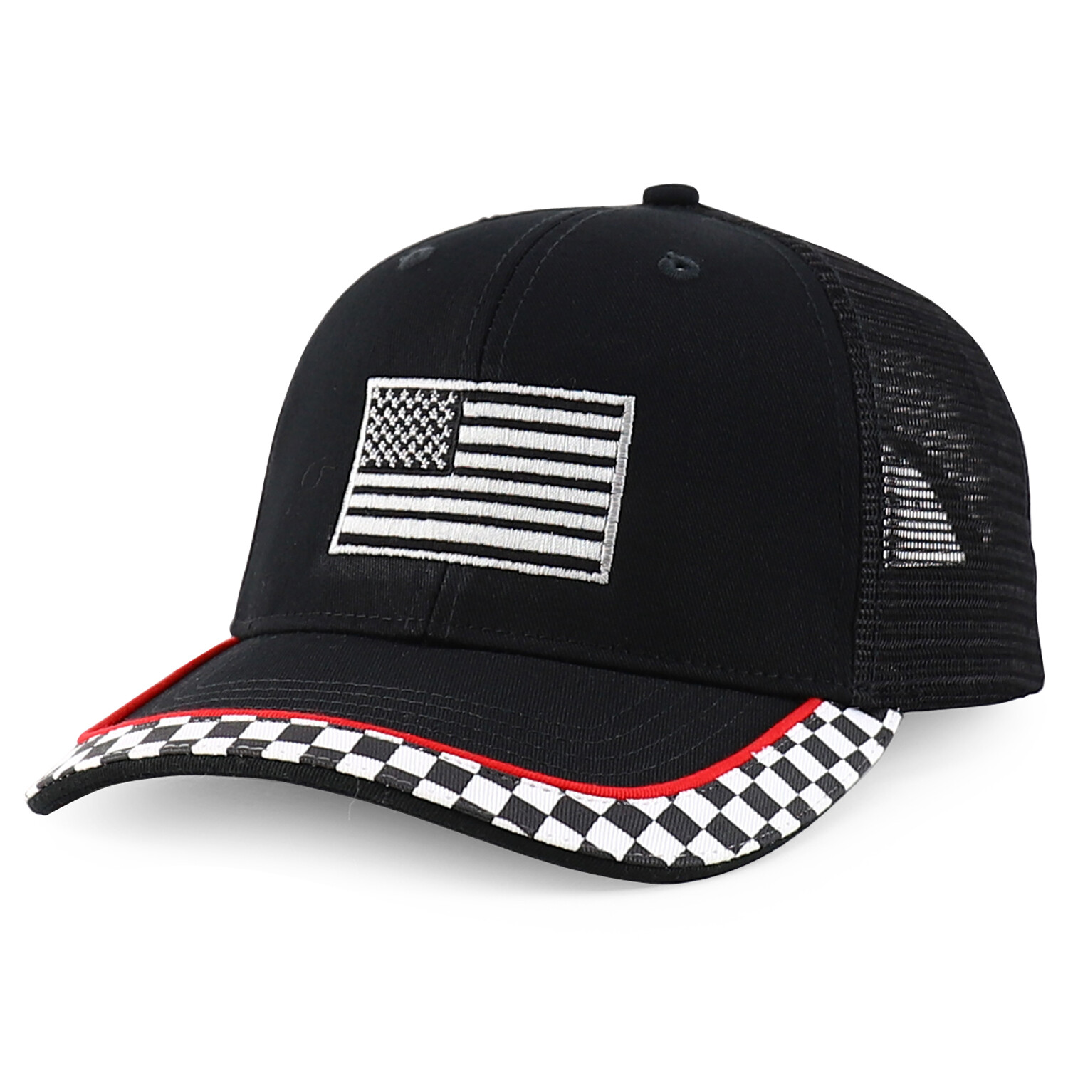Grey American Flag Mesh Back Trucker Racing Cap Fits XS to 2XL – FREE SHIPPING
