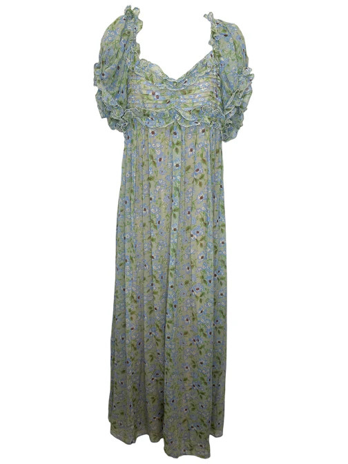 NWT DOEN Ruffled Floral-Print Georgette Maxi Dress