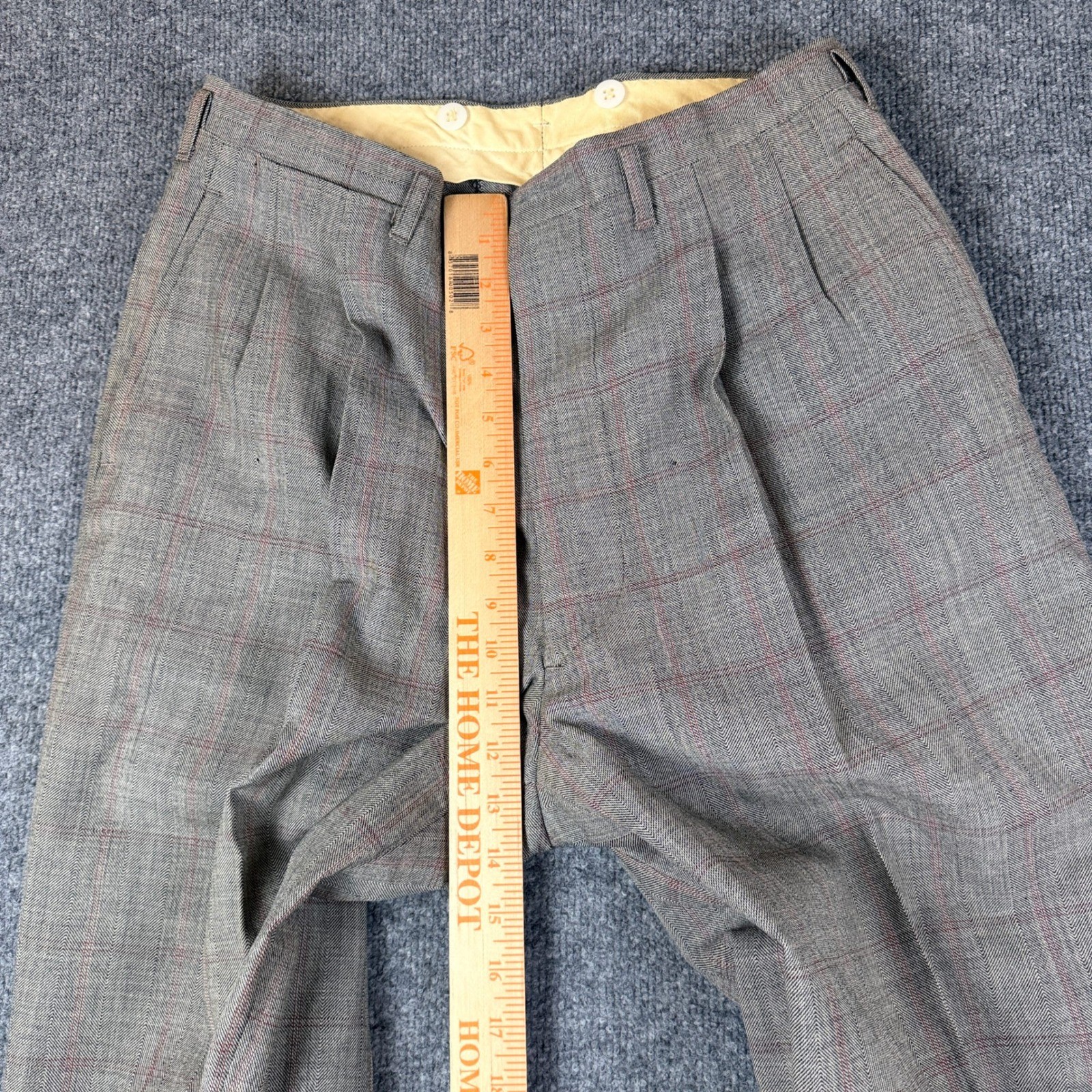 Vintage 50s Drop Loop Pants Mens 32×28 Plaid Wool Talon Zip Pleated Rockabilly