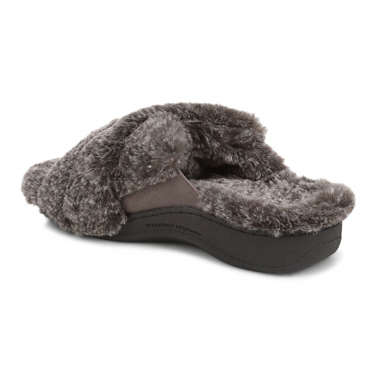 VIONIC Women Relax II Slippers, Dark Brown Fur (NEW)