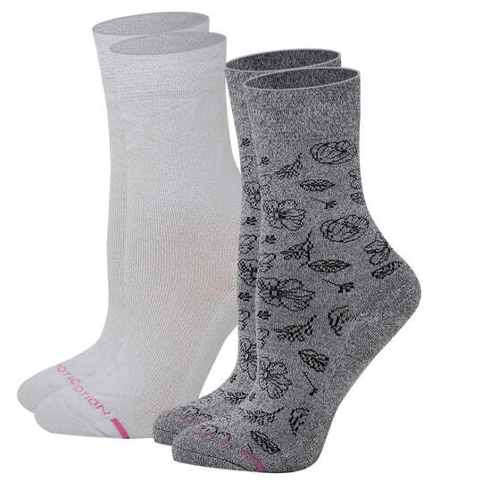 Dr Motion Womens Comfort Non-Binding Half-Cushion Crew Diabetic Socks (2 pairs)