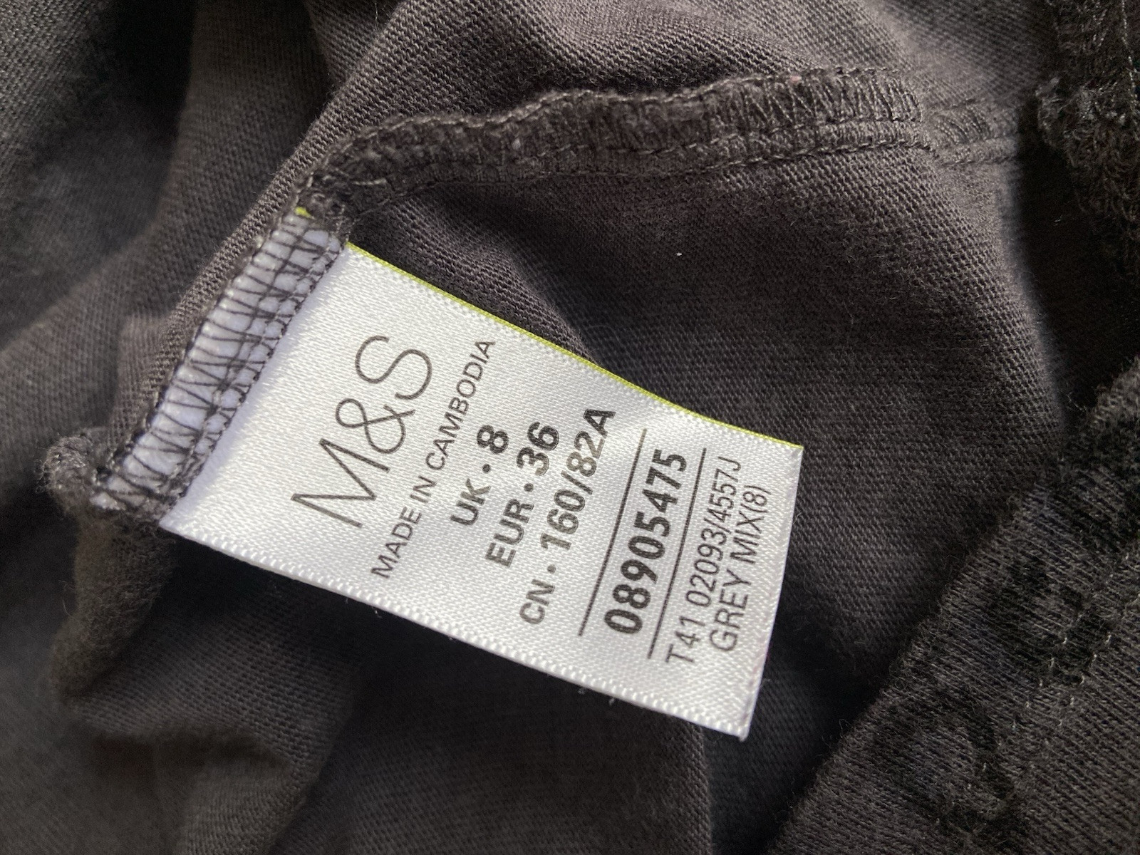 M&S Grey T-Shirt | Charcoal Leopard Print Top | Stretch Jersey | VGC Size 8