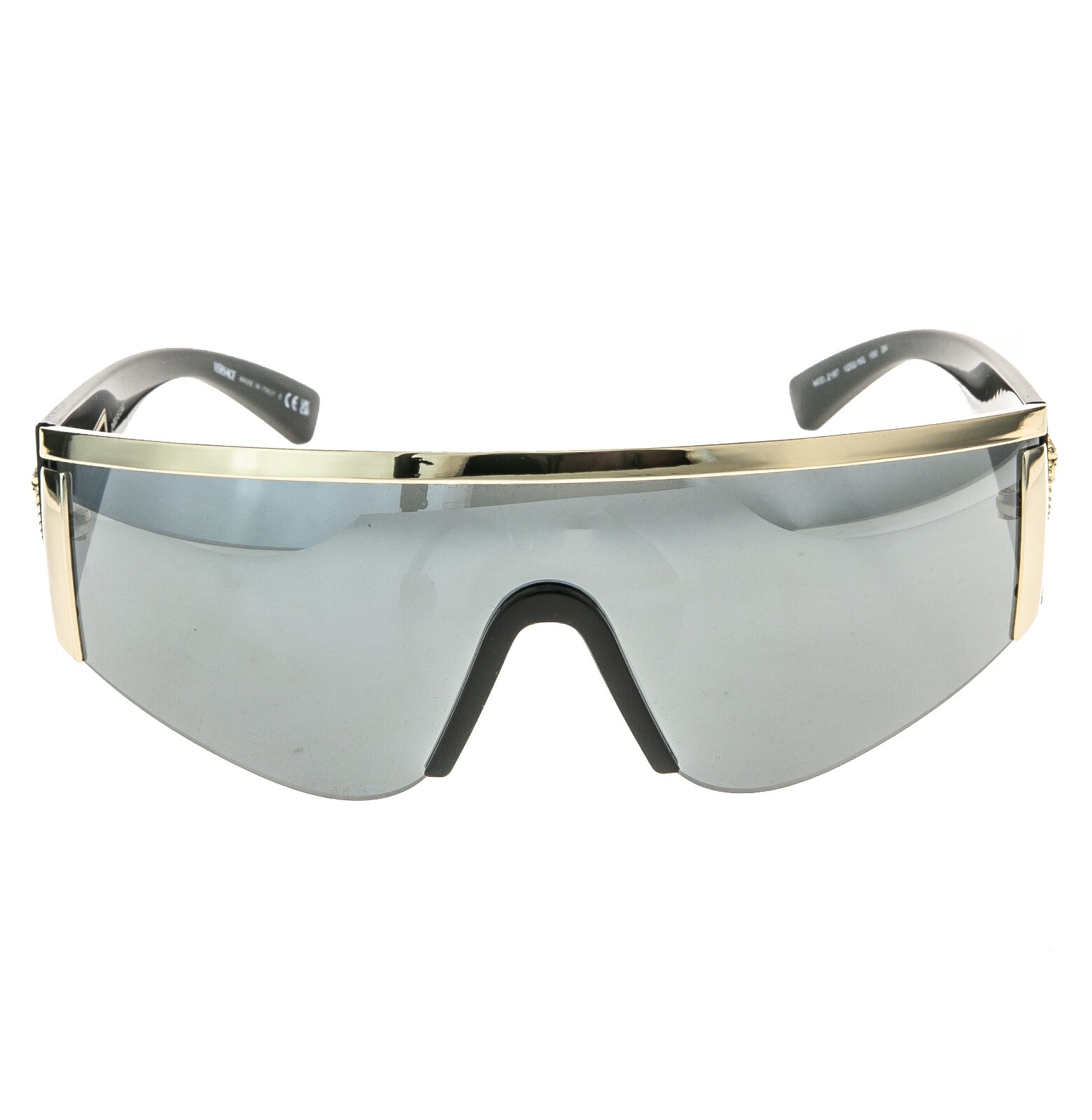 VERSACE 2197 TRIBUTE SHIELD Black Silver Mirror VE2197 Unisex Visor Sunglasses