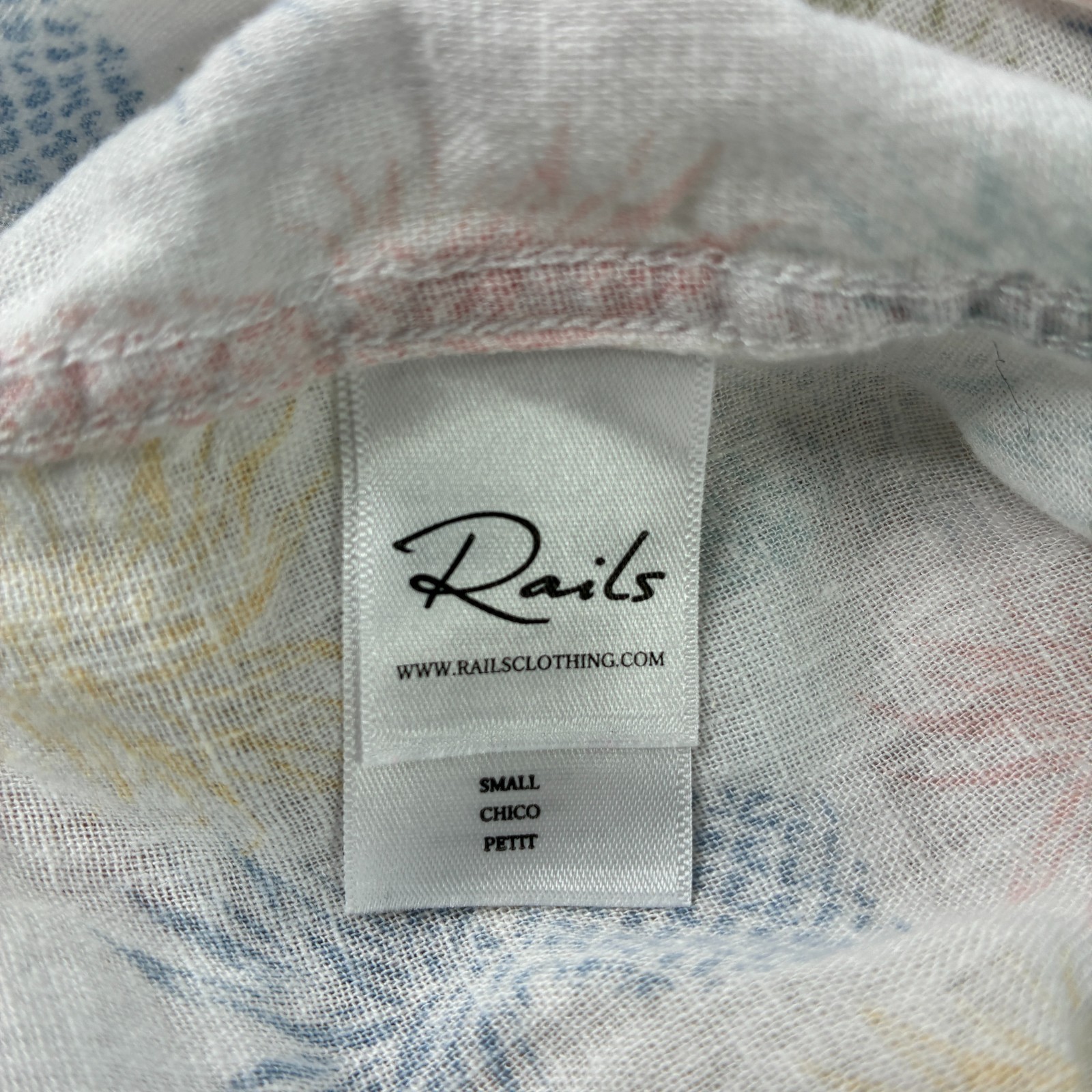 Rails Shirt Womens Small White Charli Rainbow Pinas Button Up Linen Blend
