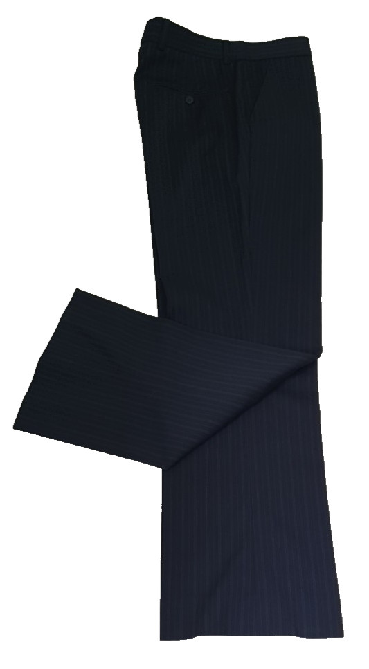 Limehaus mens 2 piece suit Ch38″S W30″ L29″ Black with blue pinstripe