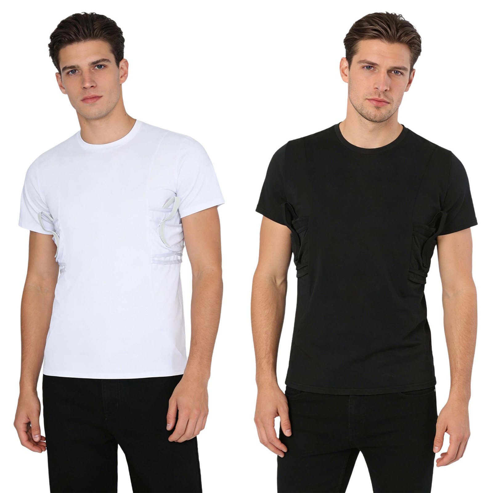 US Men Concealed Carry Shirt Stretchy T-shirt Pockets Moisture Wicking Sport Top