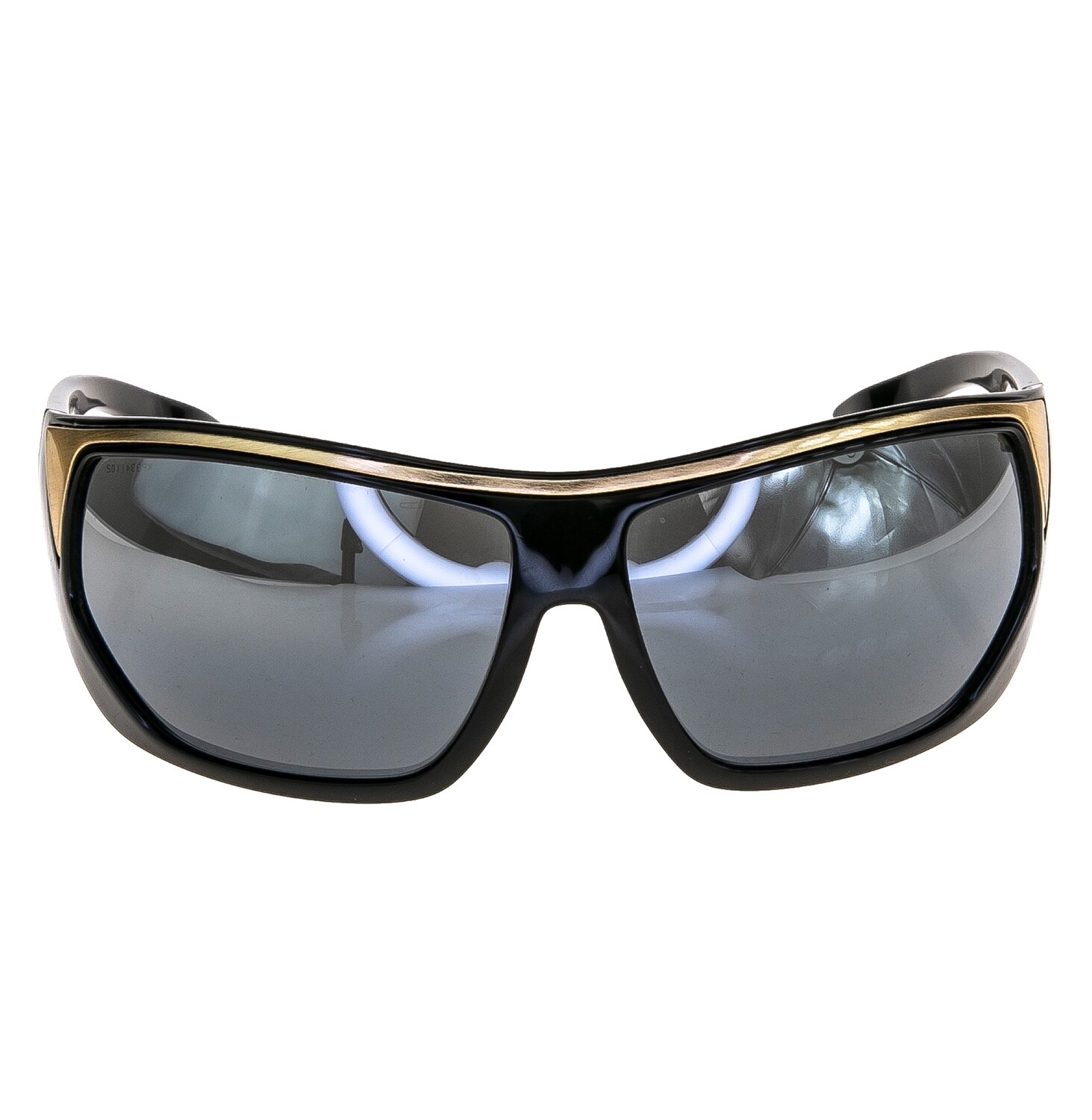 PRADA 10I Wrap Mask Black Brushed Gold Silver Mirror Sunglasses Unisex PR10I NEW