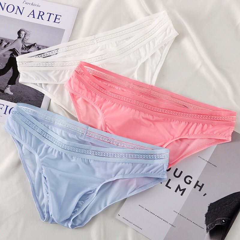 Men Translucent Ice Silk Underwear Penis Sheath Briefs Low Rise Pouch Underpants