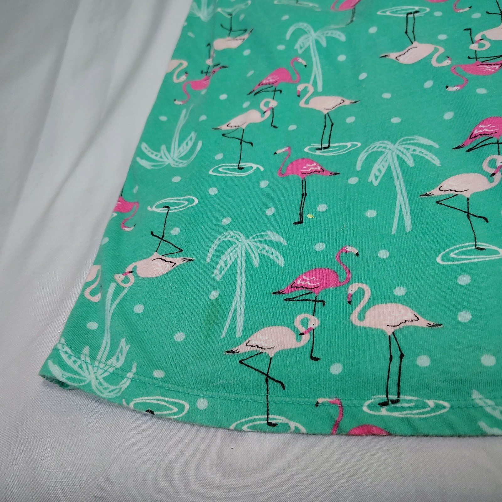 Secret Treasure Green Flamingos Palm Trees Sleepshirt Nightgown Nightshirt