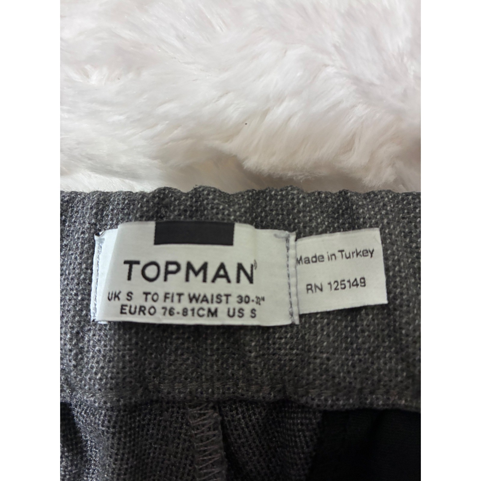 Topman Mens Textured Grey Joggers Tapered Button Fly Pants Size Small 30-32W