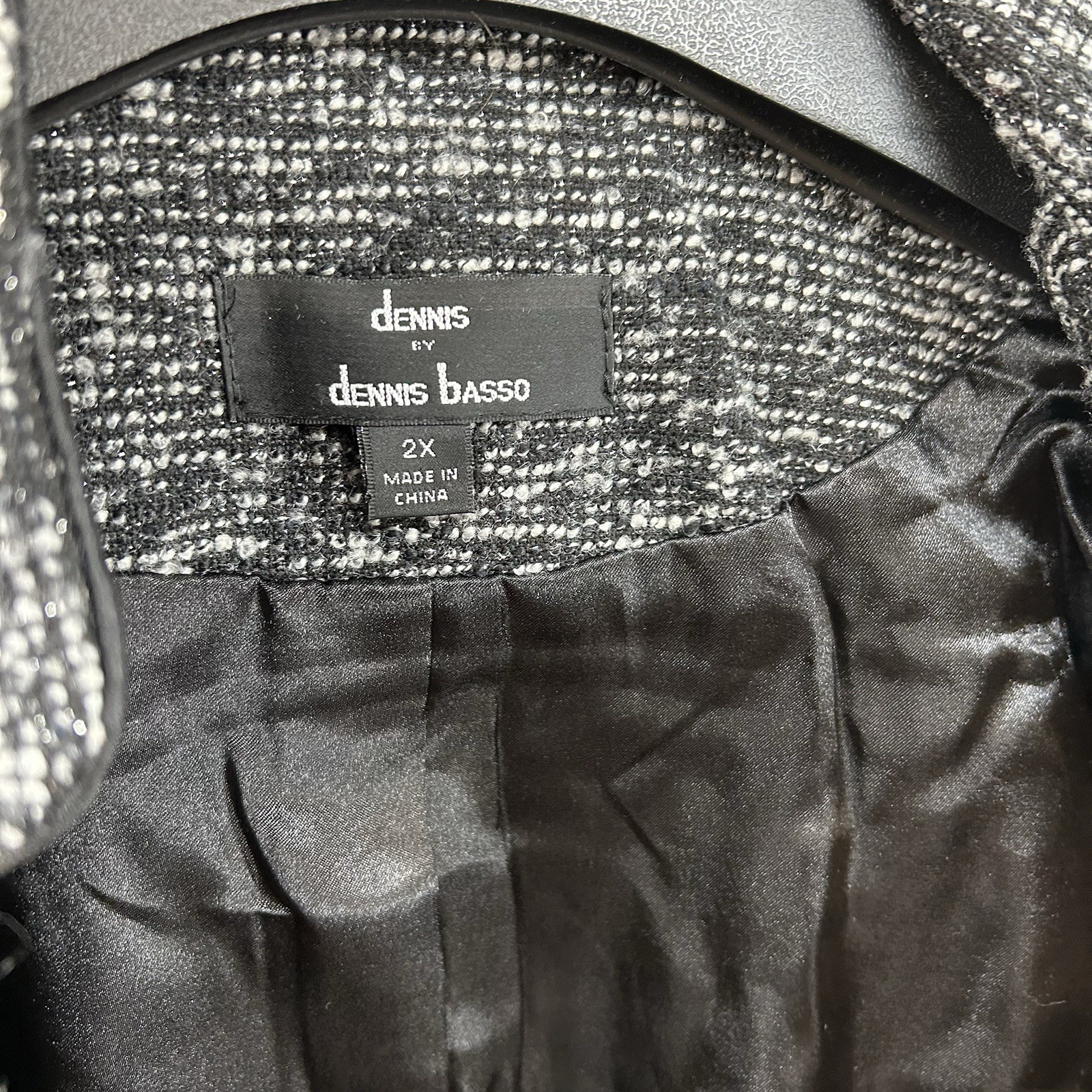 Dennis Basso Women’s Jacket Size 2X Black White Tweed Button Front Career