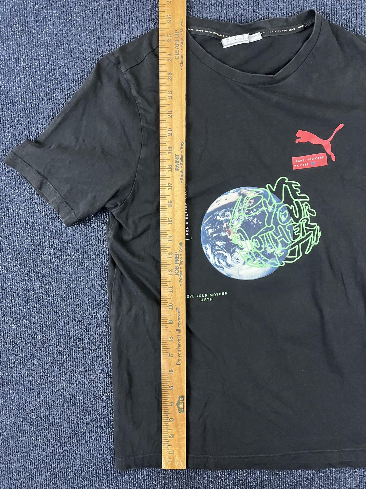 Puma Shirt Mens Medium Black Love Your Mother Earth Graphic Print Crew Neck