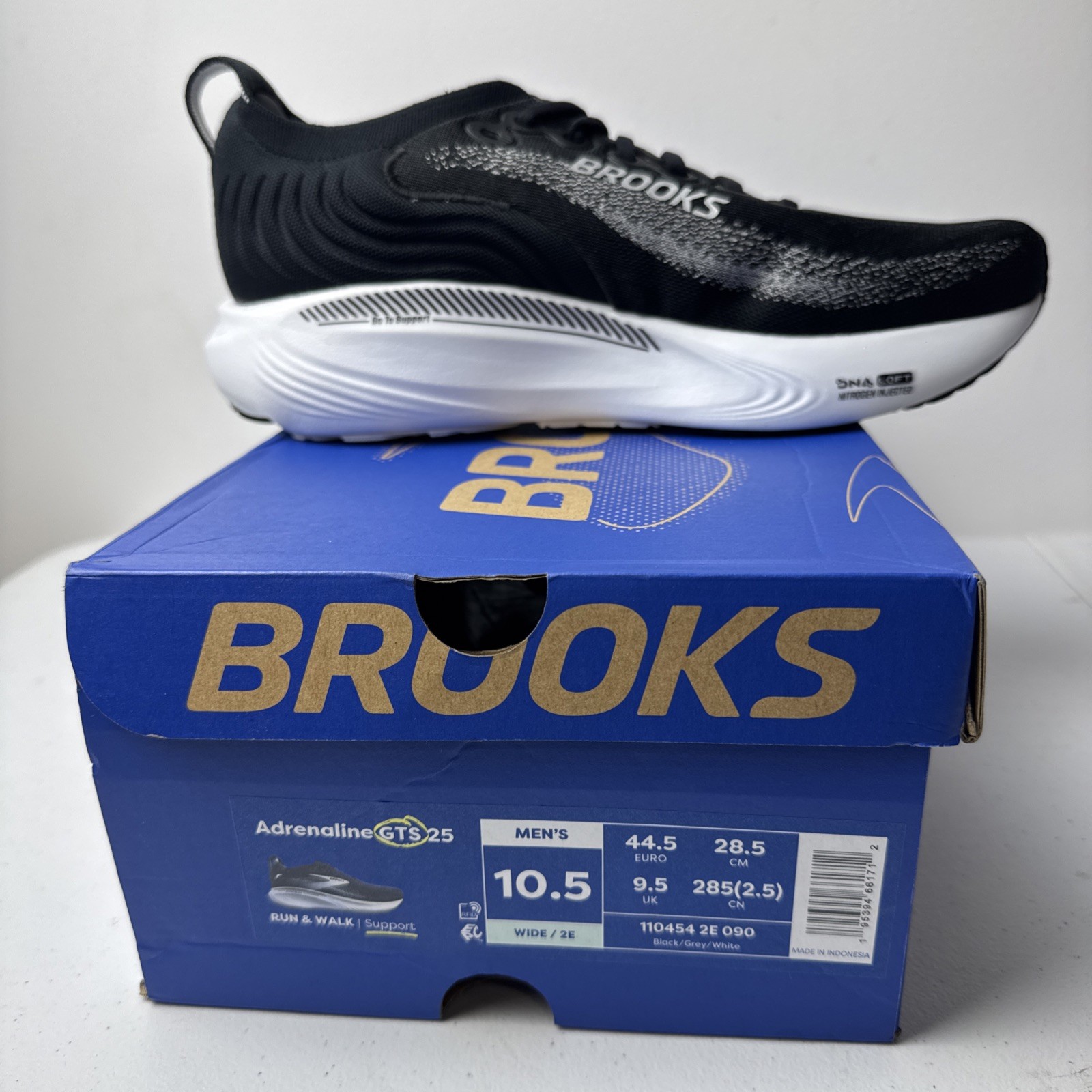 Size 10.5EE -Brooks Adrenaline GTS 25 Black Shoe Men’s 1104542E090 *NEW W/BOX*