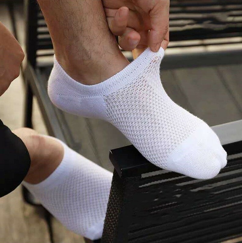 5/10Pack Bamboo No Show Nonslip Men Ankle Sport Mesh Solid Work Socks 7-11 10-13