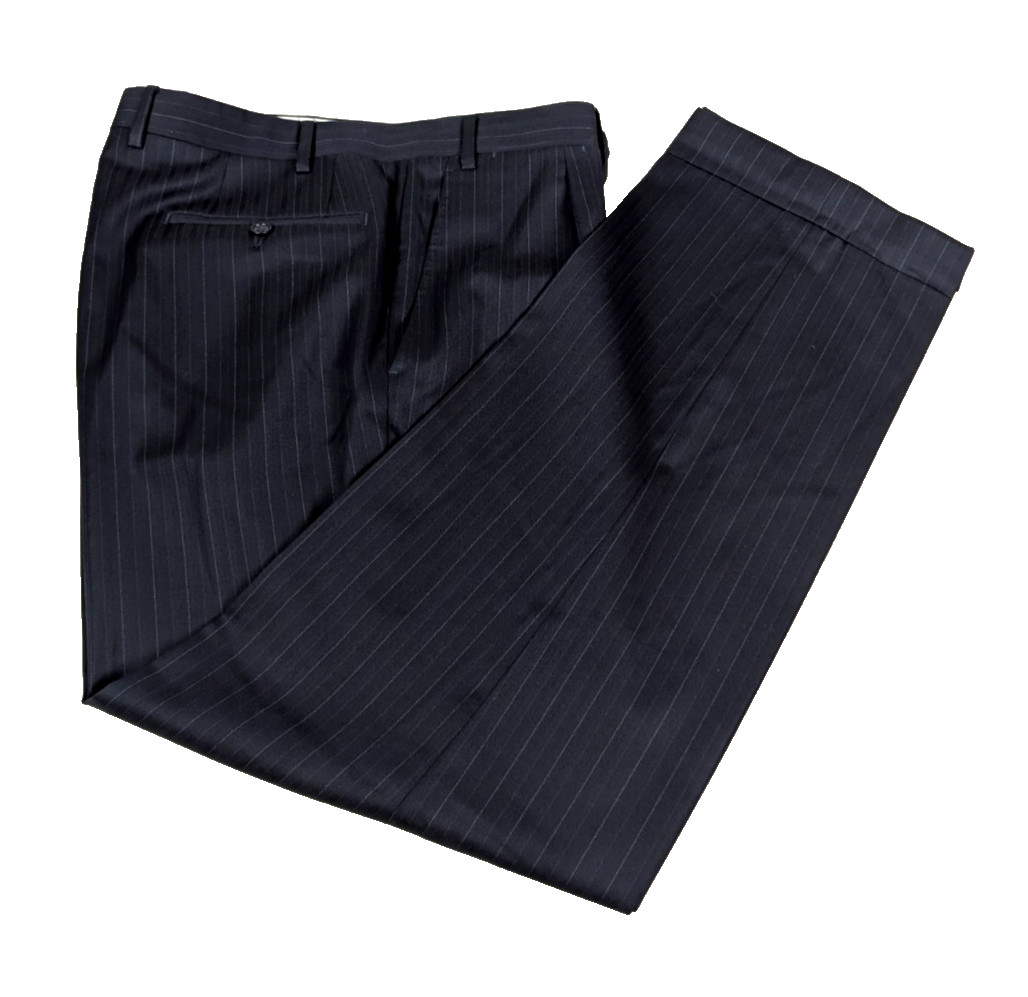 CANALI Suit Wool Navy Blue Stripe Dual Vent Jacket Pants Sz 52R IT 42R US Italy