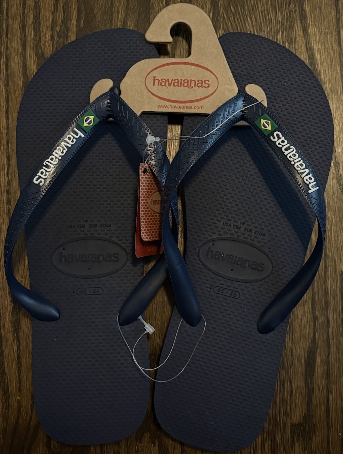 Havaianas Marine Blue Brazil Flag White Flip Flops Men’s Size 9/10 Women 11/12
