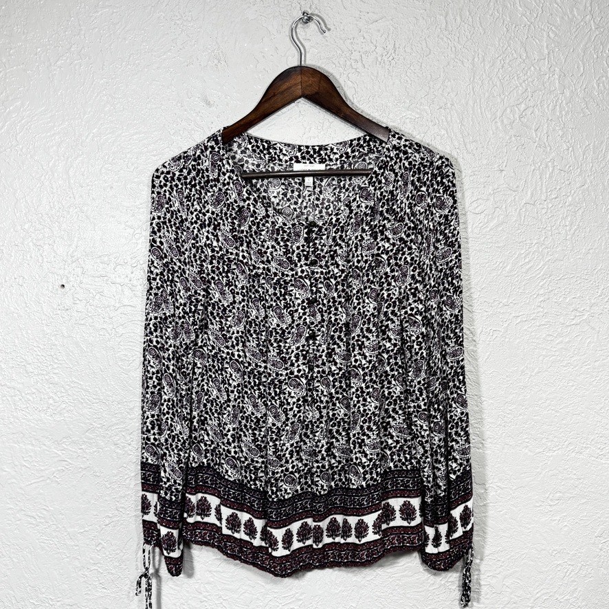 Lucky Brand Top S Cottage Peasant Paisley Ditsy Floral Western Cowgirl Festival