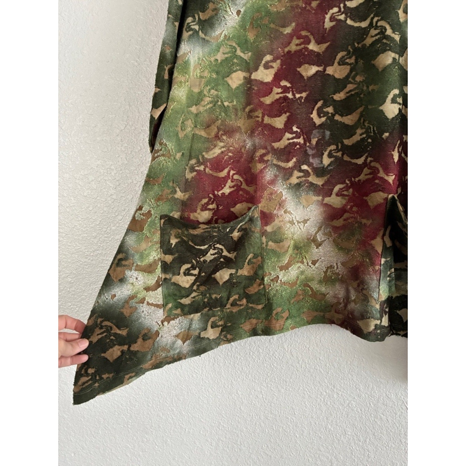 LOGO by Lori Goldstein Multicolor Camo Tunic Top – Green & Burgundy