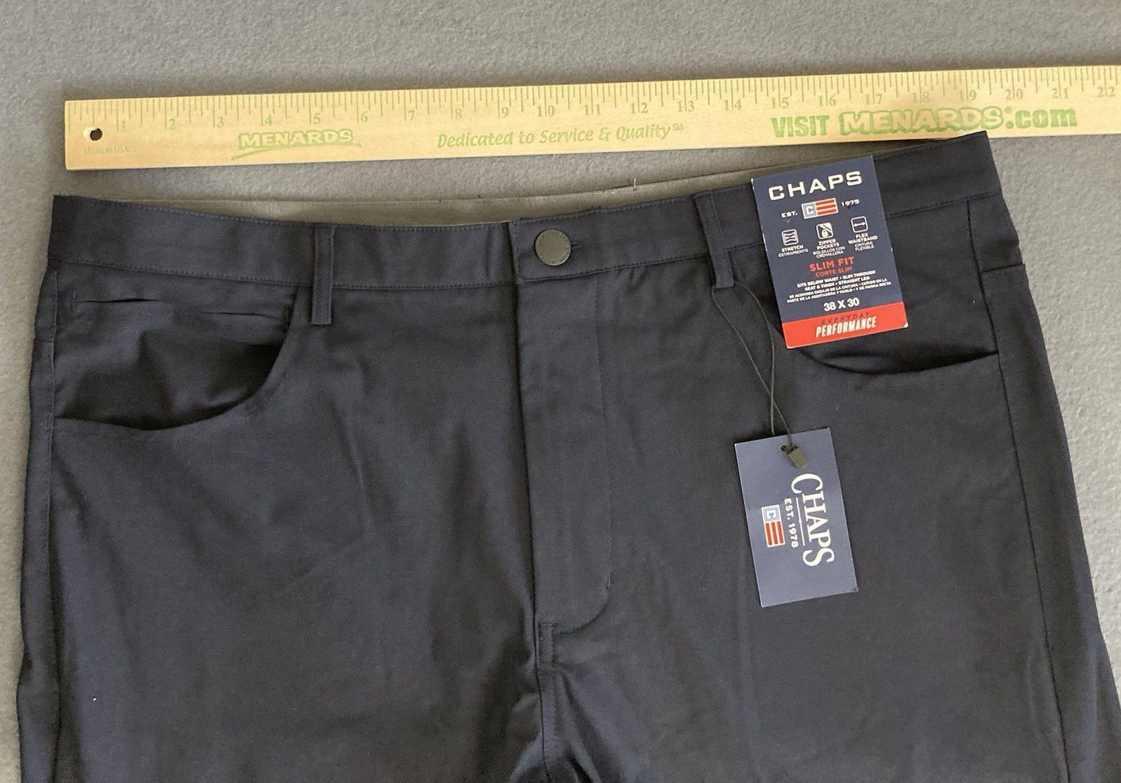 Chaps Everyday Performance Pant Mens 38×30 Navy Slim Fit Straight Leg Golf NWT