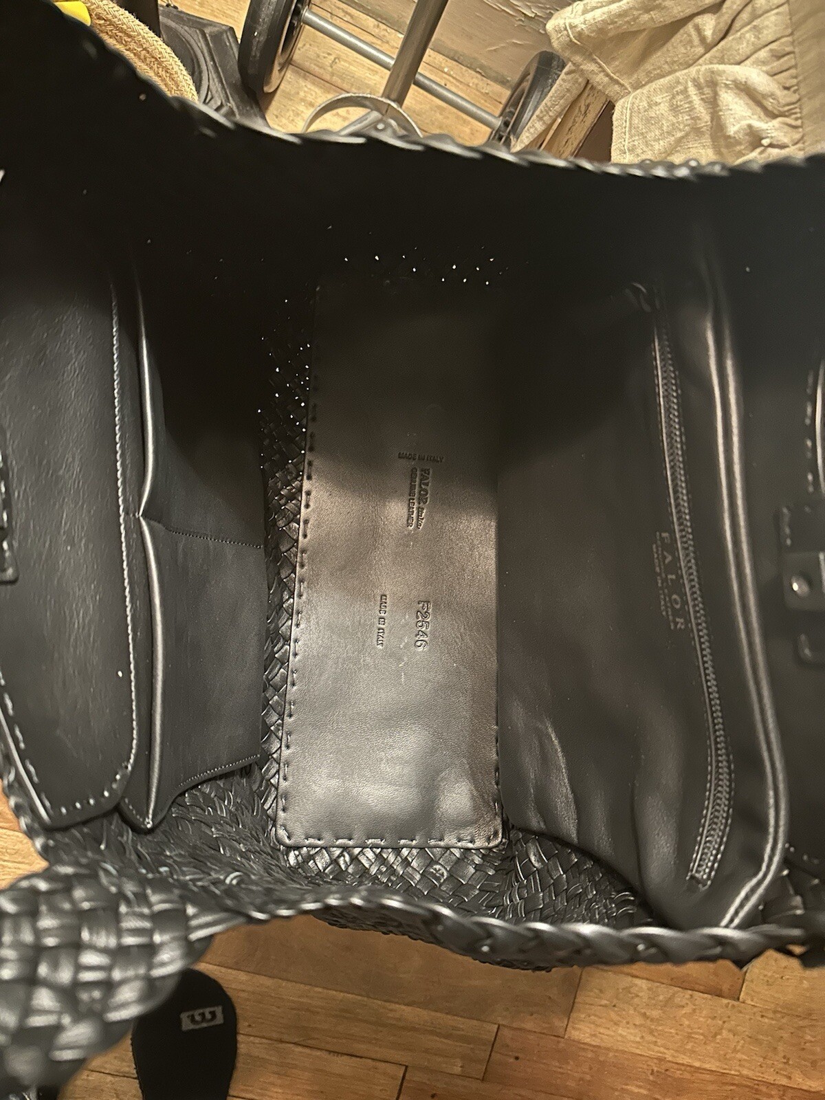 Rare FALOR Firenze Black Studded Woven Leather Large Tote Bag NWT RARE Must C