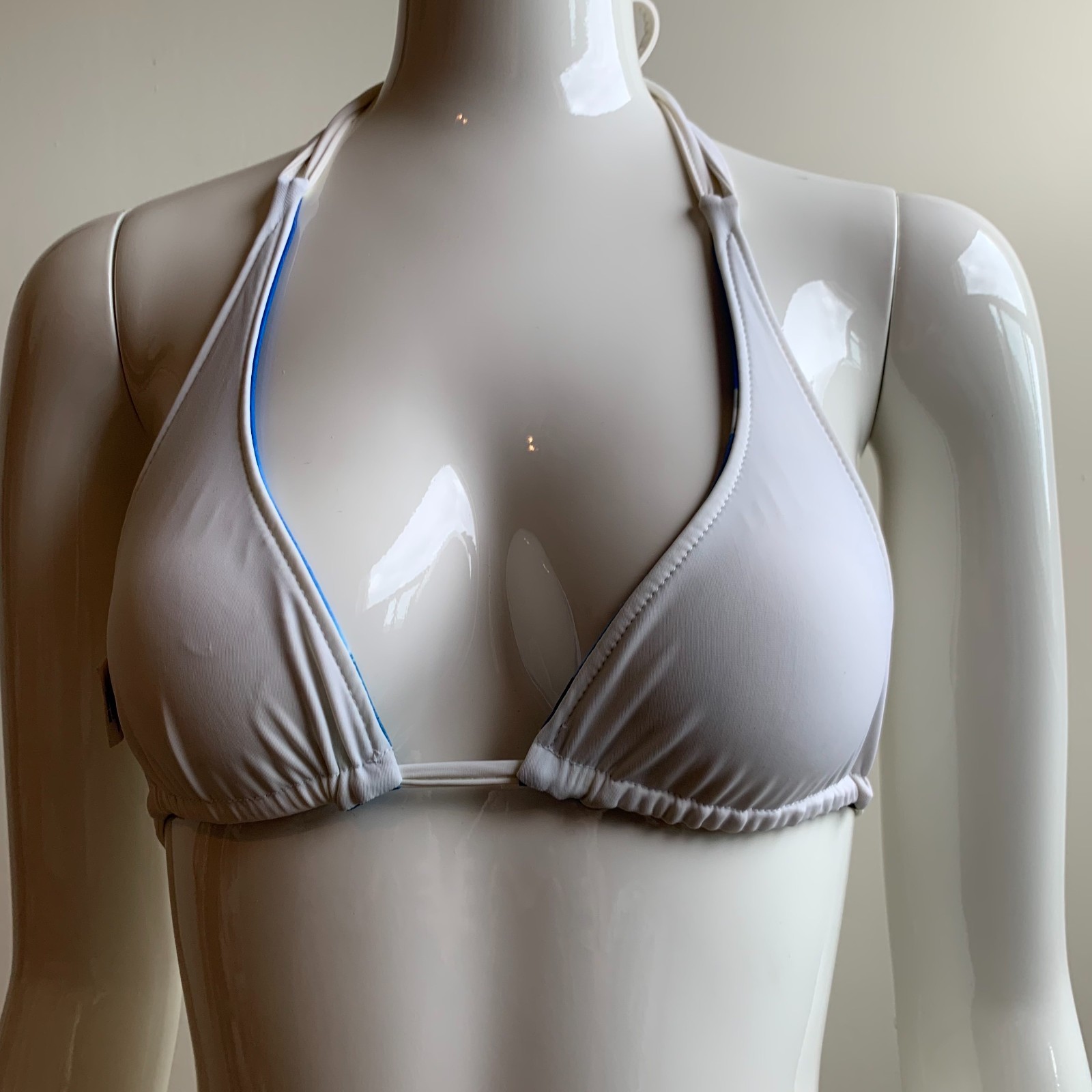 Aaron Chang plumeria white & blue floral reversible bikini