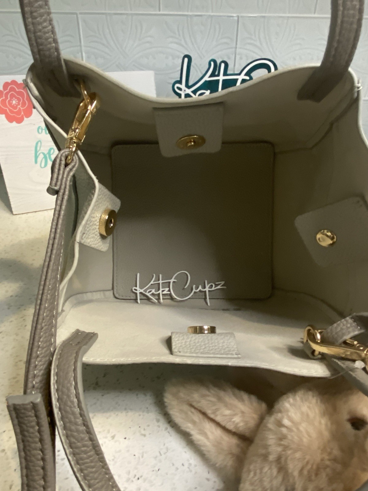 Starbucks Gray Top Handle Bag w/Bunny Charm & Detachable Strap, ‘21 China Autumn