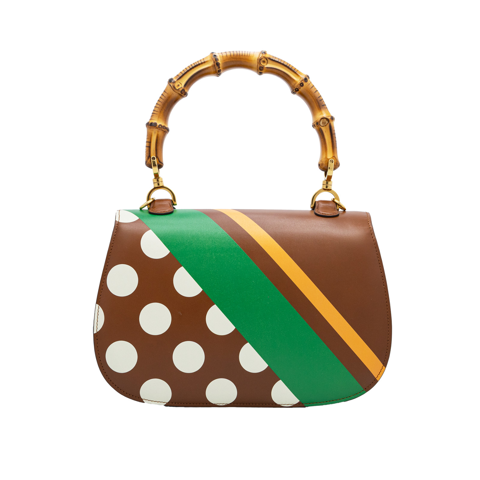 Gucci Bamboo 1947 Limited Edition Geometric Print Leather Medium Top Handle Bag