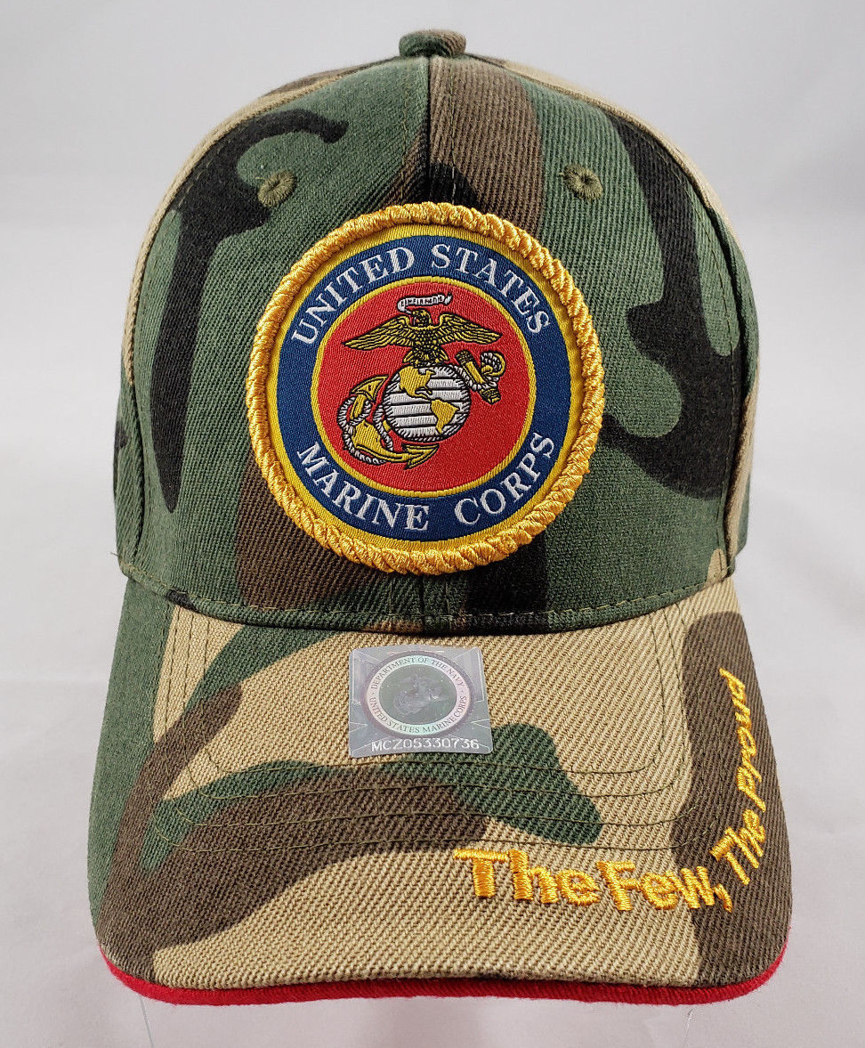 USMC Green Camo Hat, Hook & Loop Adjust, 5 Panel, NEW