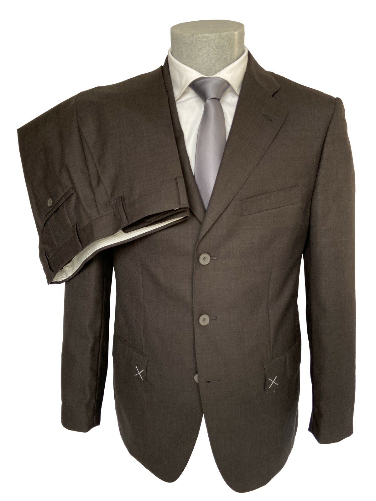 Confitalia Men’s Dress, Size 54 DROP 6 Brown Solid Pure Wool, -60%.