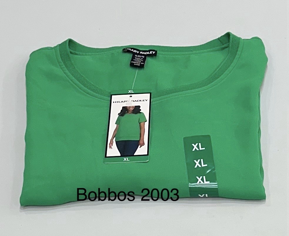 Hilary Radley Women’s Short Sleeve Double Layer Blouse, Green, Size XL