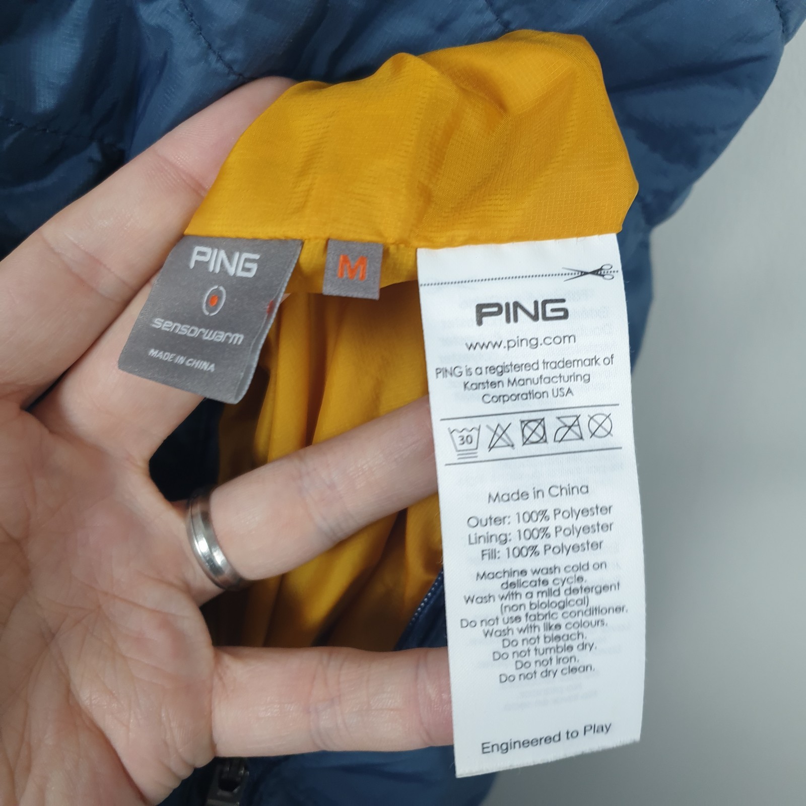 Ping Golf Gilet Mens Medium Blue Yellow Reversible Sensorwarm Bodywarmer Vest
