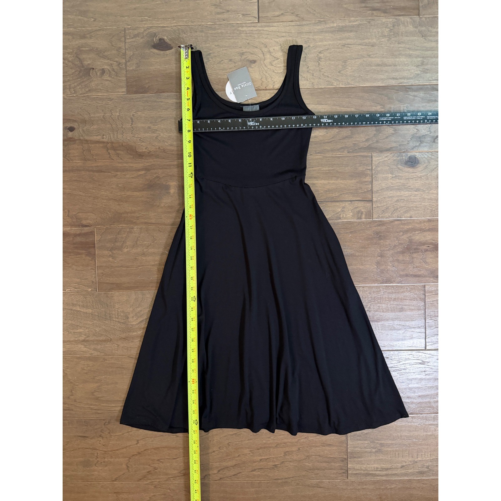 Olivia Rae New York Black Scoop Neck Midi Fit and Flare Pocket Dress Small NWT