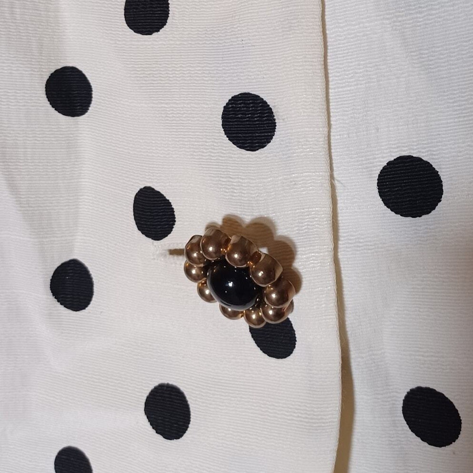 Scarlett Vtg Union ILGWU Twee Shoulder Pad Mod Retro Polka Dot Blouse 7