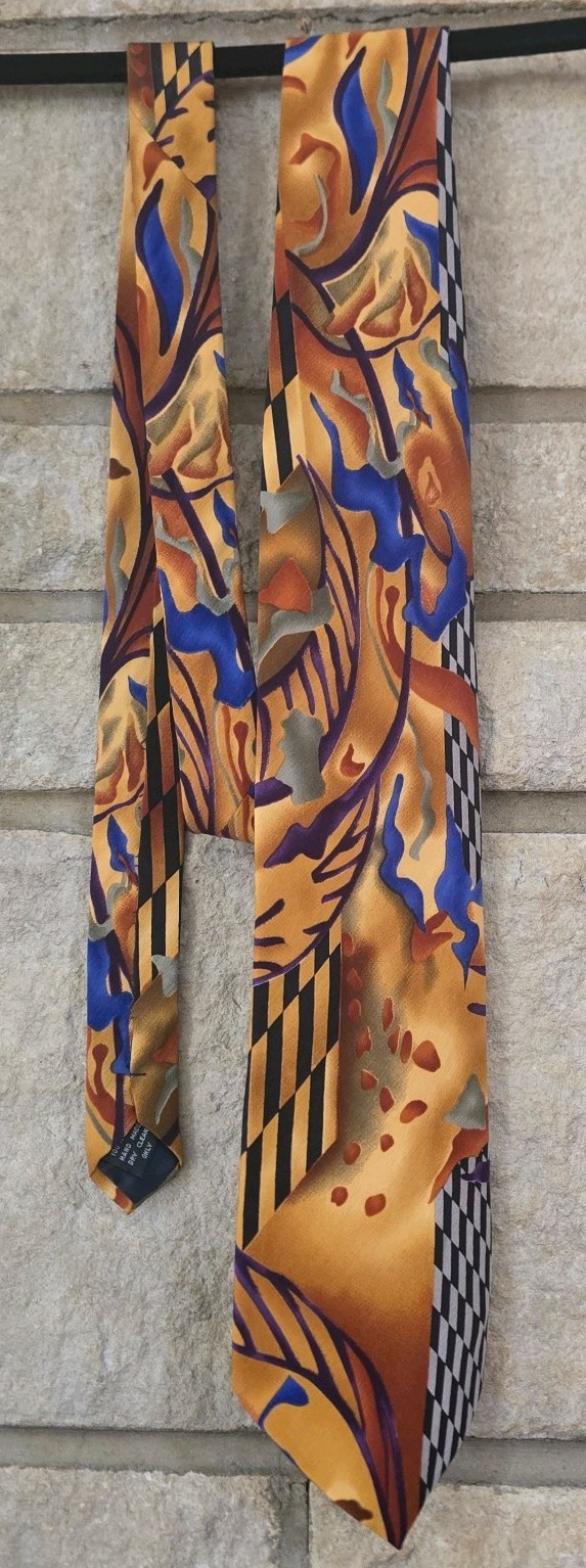 VTG 90s Cocktail Collection Silk Men’s Tie Hand Made Abstract Geometric Martini